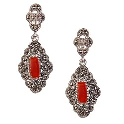 Sterling Silver Drop-earrings Onyx Gemstone 1.5 Inches