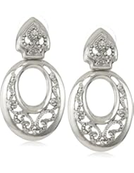 1928 Jewelry "Vintage Lace" Silver-Tone Oval Drop Post Earrings