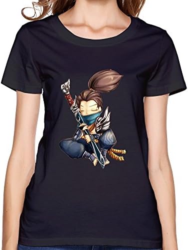 JOWEN Girl Yasuo Tees,Black O-Neck Tshirts X-Small