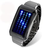 Buy Cheap Newest Trendy Design Non-watertight LED Digital Watch with 44 Blue LED Lights and Adamantium Colored Metal Strap Material Bracelet
