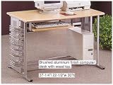 COMPUTER DESK WITH BRUSHED ALUMINUM FINISH