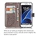 Galaxy S7 edge Case, Acytime PU Leather Flip Wallet Case Rhinestones Diamond Embossed Butterfly Flower Case Cover for Samsung Galaxy S7 Edge G9350 Gray