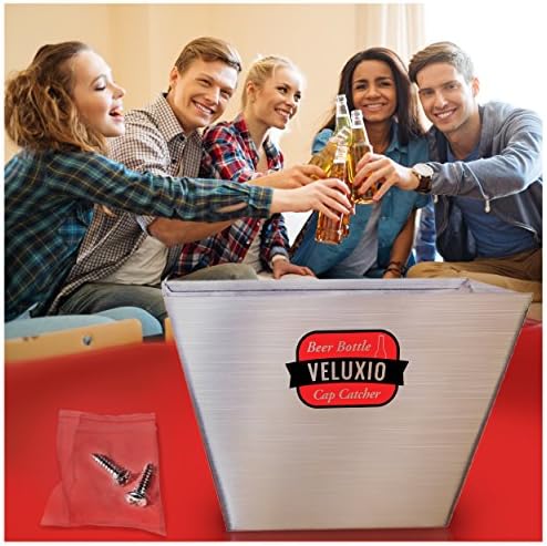Beer Bottle Cap Catcher - Matches Perfectly With Wall Mounted Bottle Openers - Premium 1mm Thick Stainless Steel Quality - 2 Screws Included - Lifetime Guarantee.