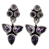 Dangle-Earrings Sterling Silver Amethyst Gemstone Jewelry 1 inch