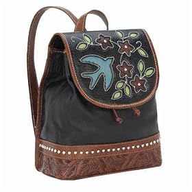 Western Drawstring bag Purse American West hand Tooled Leather Handbag