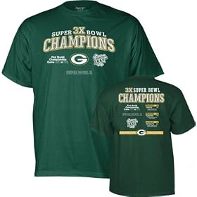 Green Bay Packers -Green- 3X Super Bowl Champions Commemorative T-Shirt