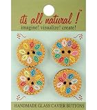 Vision Trims Handmade Glass Cavier Buttons Circles 4/Pkg-Gold/Colorful