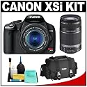 Canon Digital Rebel XSi Digital SLR Camera (Black) with EF-S 18-55mm IS & 55-250mm IS Lens + Canon Case + Cleaning Kit