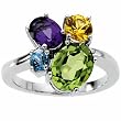 14K White Gold Multi-Gemstone Ring