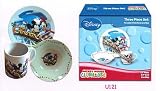 Mickey and Minnie 3 Pc Porcelain dinner Set in Printed Gift box, 8 oz Mug, 7.5 Rim Plate, 5.5 Bowl (No Florida)