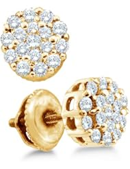 0.50 cttw. Round Diamond Ladies Fashion Flower Earrings 14K White Gold