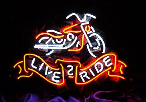 LED Neon Sign Live To Ride Cool Lamp Night Light 16" x 12" for Beer Bar Pub Home Hotel Beach Cocktail Recreational Game Room
