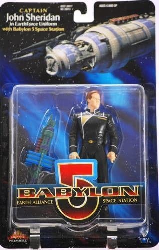 CAPTAIN JOHN SHERIDAN in EarthForce Uniform * 6 Inch * 1997 BABYLON 5 Action Figure and Mini Babylon 5 Space Station by Babylon 5