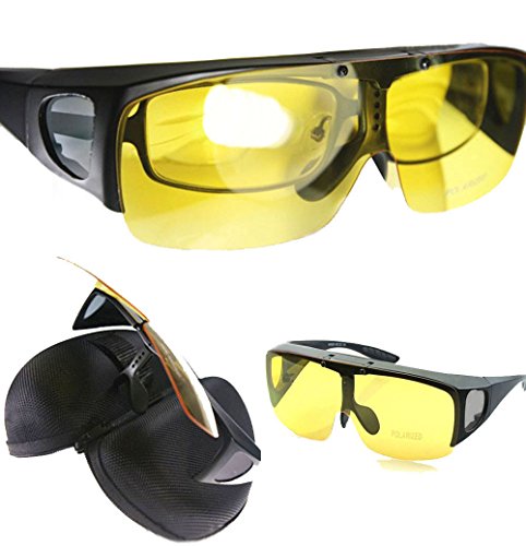 Agstum Fit Over Eyeglasses Polarized Night Driving Flip up Sunglasses Goggles