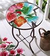 Hummingbird & Flower Glass Top Accent Table By Collections Etc
