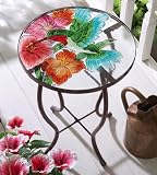 Hummingbird & Flower Glass Top Accent Table By Collections Etc