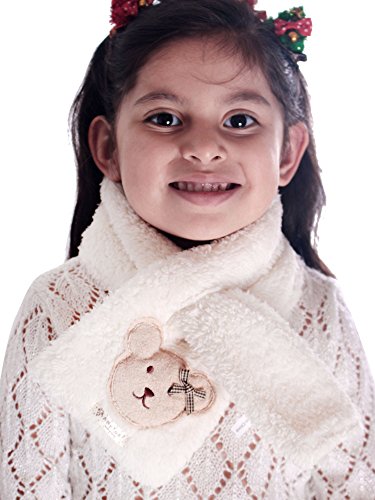 Simplicity Children's Fleece Scarf for the Winter with Cute Bear Design, White