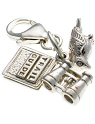 Welded Bliss Sterling 925 Silver Bird Watchers 3 Pt With Book & Binoculars Charm Clip Fit WBC1270