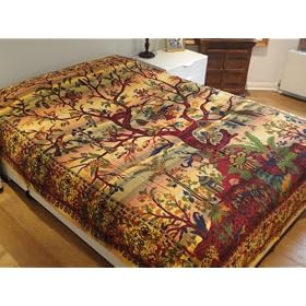 Tree of Life Indian Double Bed Bedspread Couch Sofa Throw Wall Hanging