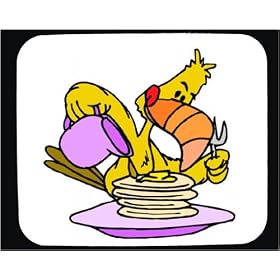 Decorated Mouse Pad with flapjacks, toucan, pancakes, birds, food, bird