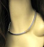 David Yurman Sterling Silver  14K Gold Necklace Choker