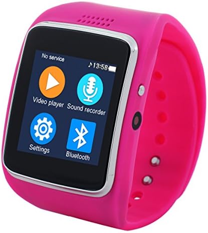 Curve Display Bluetooth Smart Watch Phone Wristwatch With Sim Card Slot Camera for IOS Apple iPhone Android Samsung Smartphones with 2 Batteries (Pink)