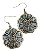 Antique Gold Tone Blue & Teal Accent Earrings Fashion Jewelry