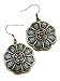 Antique Gold Tone Blue & Teal Accent Earrings Fashion Jewelry