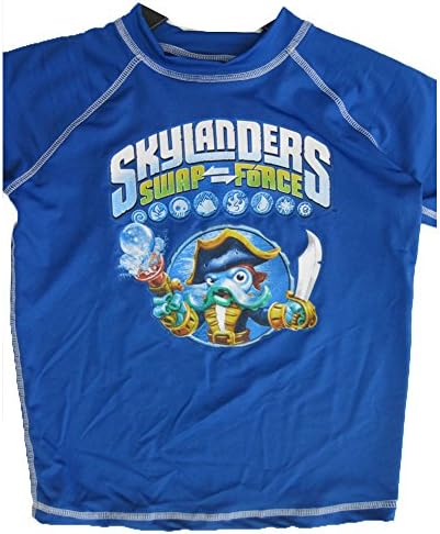 Skylanders Swap Force Little Boys Blue Stretchy Printed Swim Wear T-Shirt 6