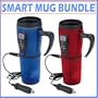 Smart Mug 16 oz Temperature Control Hot and Cold Travel Mug Red and Blue Bundle