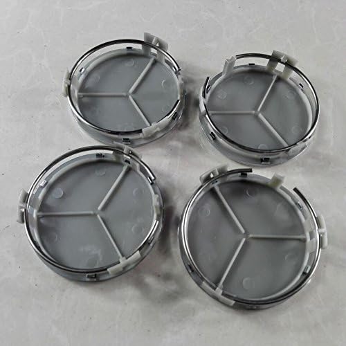 75mm Silver Hub Cap Cover Wheel Center Three-pointed star for Mercedes-Benz (4 pieces sliver)