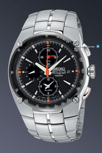 Men's Black Dial Alarm Chronograph Watch by Seiko