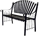 Green Esteem 39184 48 Inch Victorian Fan Back Bench Black