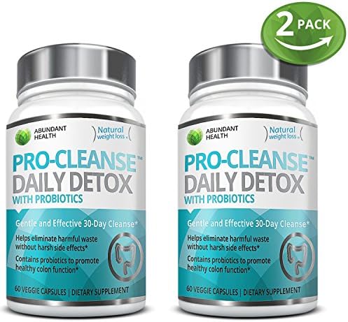 2 Bottle Bundle - Save an Extra 5% - PRO-CLEANSE Daily Detox Formula with Probiotics - 60 Veggie Caps - 1,100mg Per Serving - Supports Natural Weight Loss &amp; Increased Energy Levels