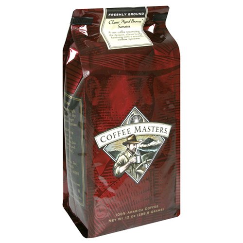 Coffee Masters Gourmet Coffee, Classic Aged Brown Sumatra, Ground, 12-Ounce Valve Bag,... by Coffee Masters