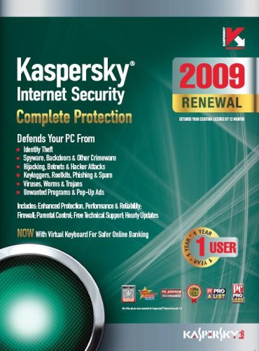 Kaspersky Internet Security 2009, 1-Desktop, 1 year Renewal Subscription (PC)