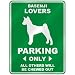 " BASENJI LOVERS PARKING ONLY " PARKING SIGN DOG