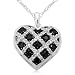 10k White Gold Black and White Diamond Heart Pendant (2/5 cttw, I-J Color, I2-I3 Clarity), 18"
