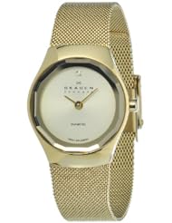 Skagen Womens 432SGSG Quartz Gold Tone Stainless Steel Champaigne Dial Watch