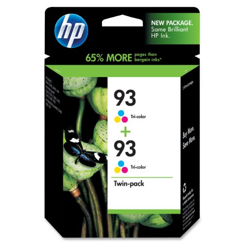 HP 93 CC581FN Tri-Color Ink Cartridge in Retail Packaging, Twin Pack