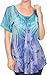 Sakkas Taylay Ombre Tie Dye Batik Long Embroidered Corset Neck Blouse Shirt Top