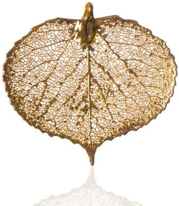 London Manori Real Aspen Leaf Pendant Dipped in 24 Karat Gold (1.5 Inch)