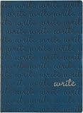 Blue Embossed "Write" Writing Journal / Diary, Bonded leather, Lined pages, 5x7"