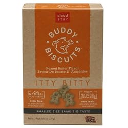 Cloud Star Itty Bitty Buddy Biscuits Dog Treats, Peanut Butter Madness, 8-Ounce Boxes (Pack of 6)