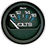 Faria Coral Series Voltmeter, Description 10-16 Volts DC Indicates Full Battery Range