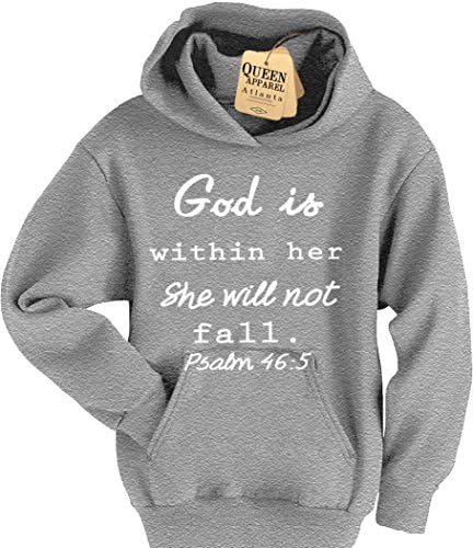 God is within her She will not fall hoodie Psalm 46:5 Christian shirt sweatshirt (grey heather,medium)