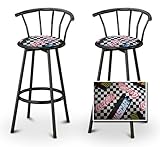 2 Nascar Coca Cola Themed Specialty / Custom Black Barstools with Backrest  ....