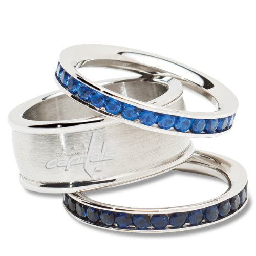 NHL Washington Capitals Logo Crystal Stacked Ring Set (Size 7)