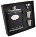 Visol Marlon Black Leather White Stitches 6oz Flask Gift Set