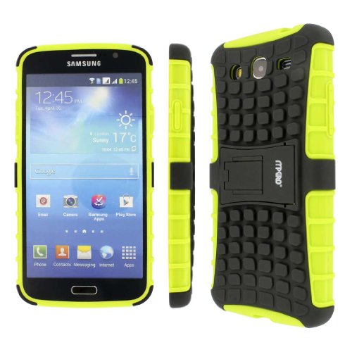 Samsung Galaxy Mega 5.8 Phone Case, MPERO IMPACT SR Series Kickstand Case for Samsung Galaxy Mega 5.8 - Black / Neon Green